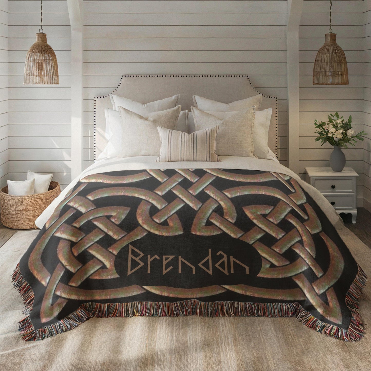 Celtic Woven Blanket – Irish Knotwork Throw | Custom Cotton Heritage Bedspread